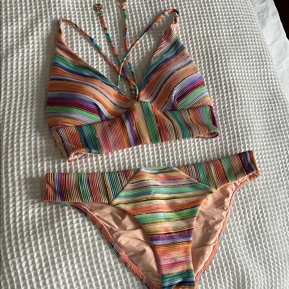 Luli Fama Multicolor Striped Bikini